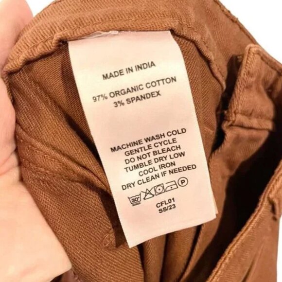 Quince Stretch Cotton Twill Wide-Leg Crop Pant Rust Brown High Rise Size 27 NEW - Picture 4 of 5